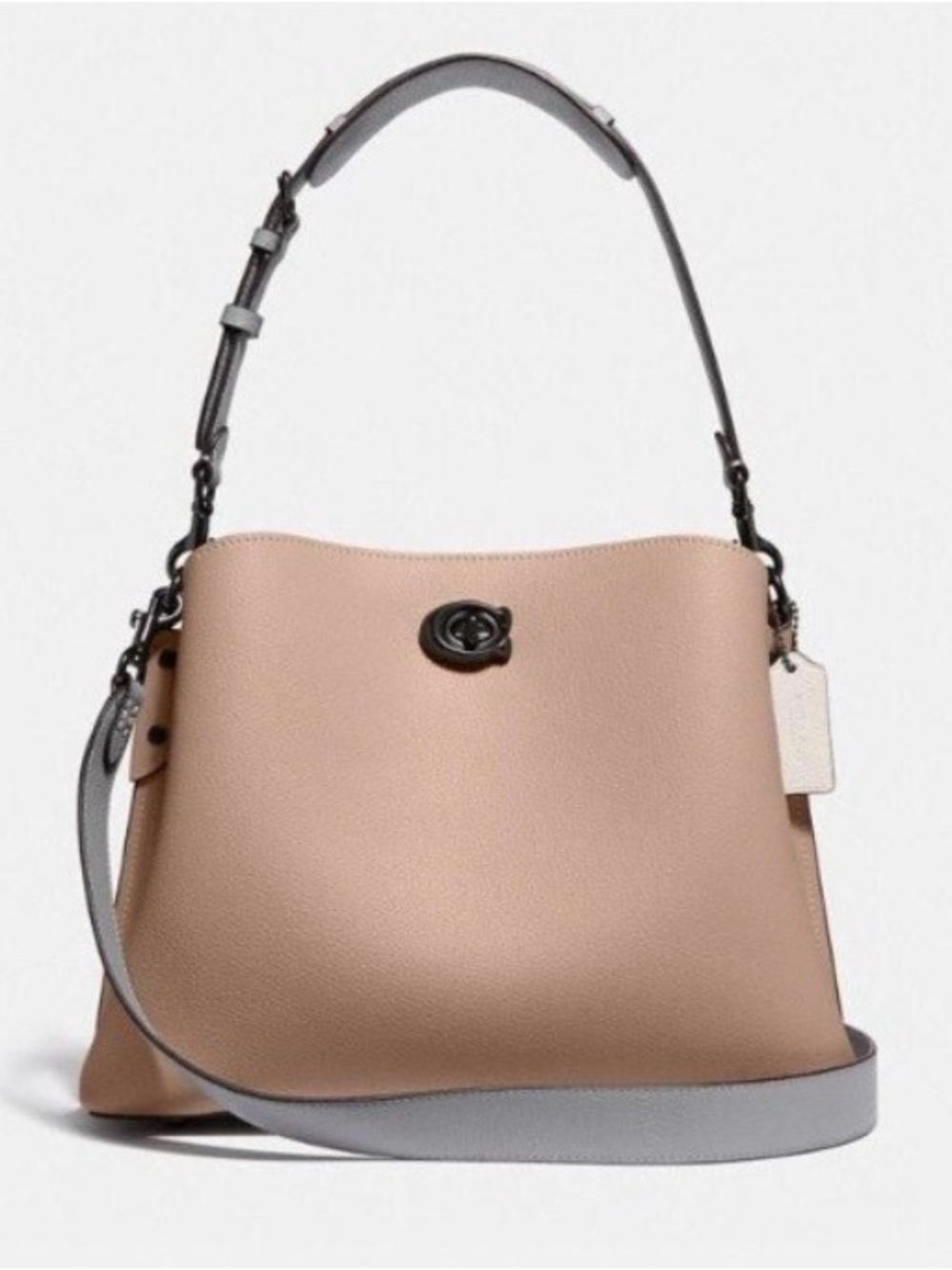 Coach Willow Shoulder Bag Pebbled Leather Crossbody Bag Colorblock Taupe C2590